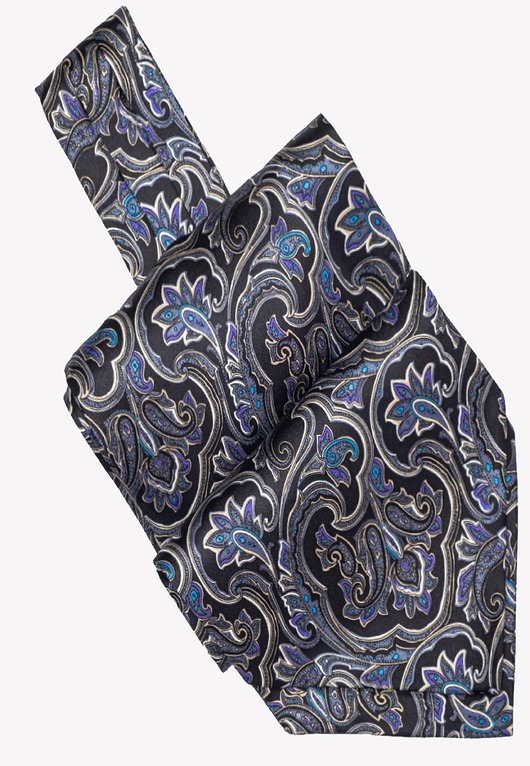 Elegancki fular jedwabny z motywem paisley 17x130 cm