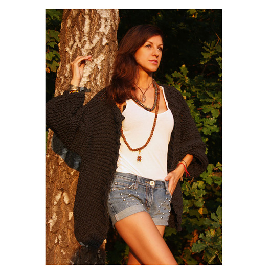 Grafitowy kardigan merino bulky