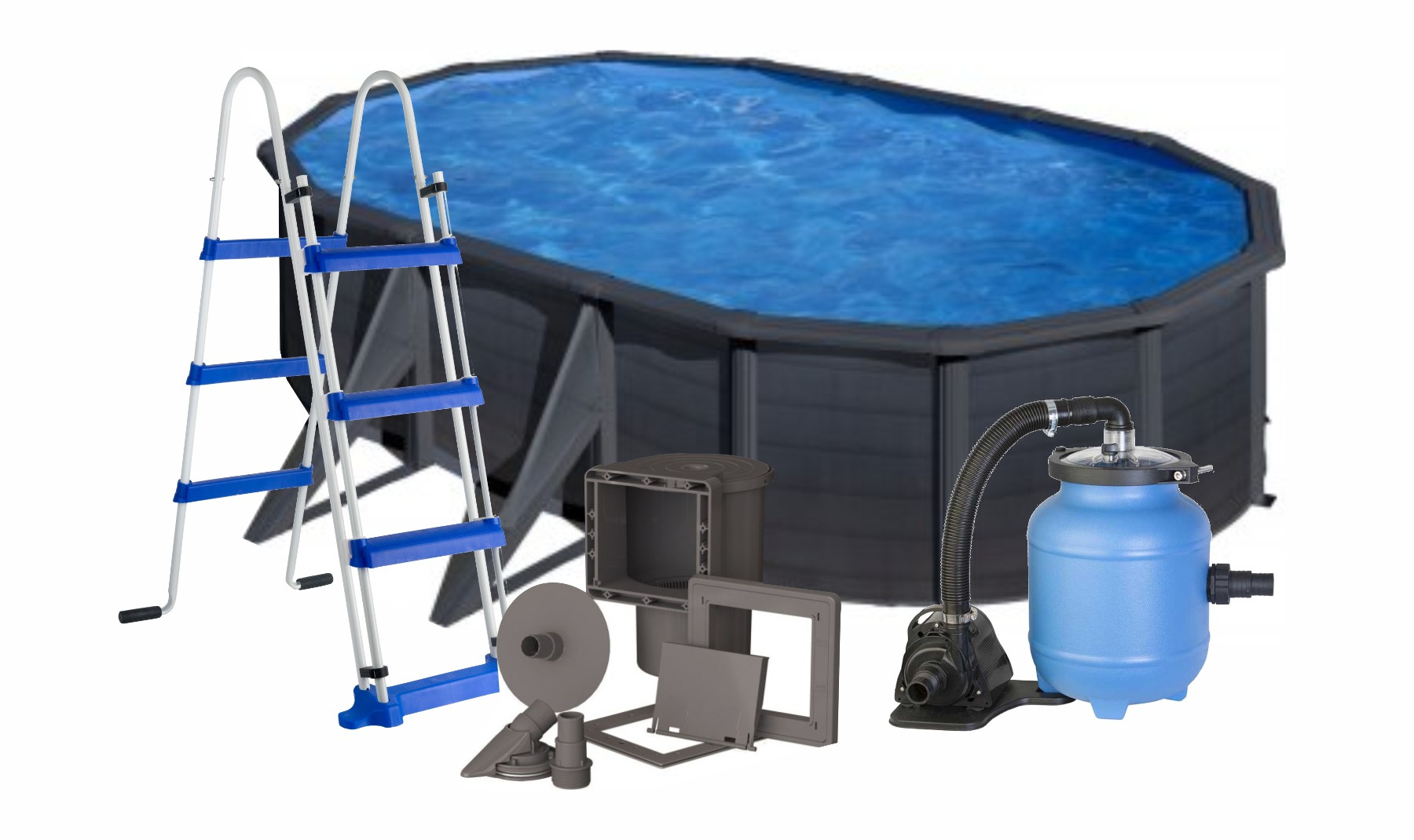 GRE Basen ogrodowy stalowy aqua 610x375x120cm