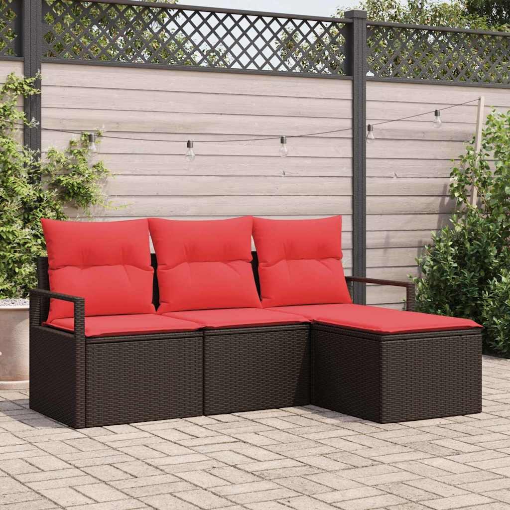 VidaXL Zestaw Sof 4 pcs Brązowy polirattan