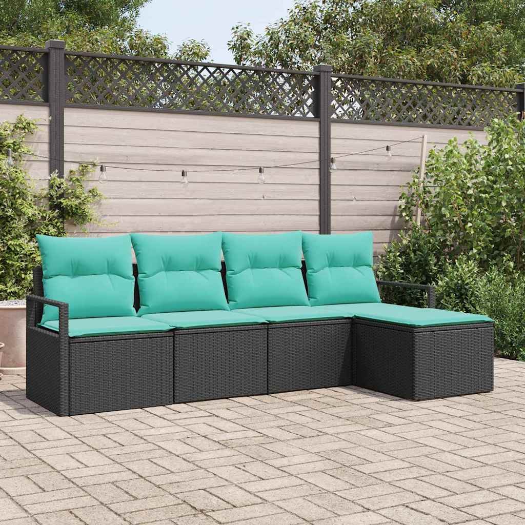 VidaXL Zestaw Sof 5 pcs Czarny polirattan