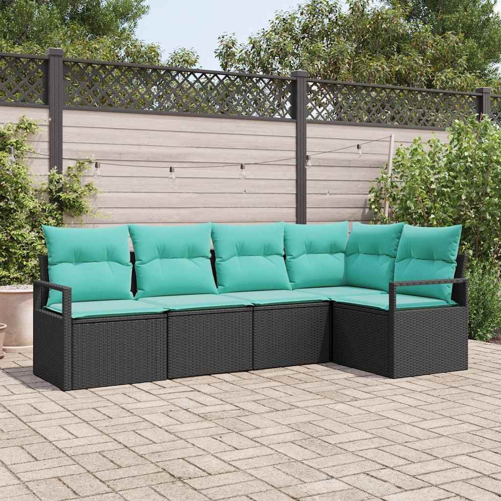 VidaXL Zestaw Sof 5 pcs Czarny polirattan