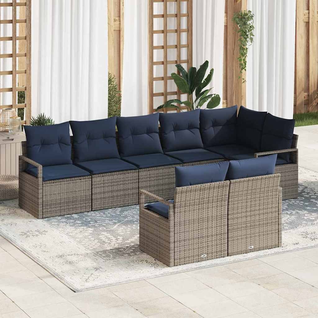 VidaXL Zestaw Sof 8 pcs Szary polirattan