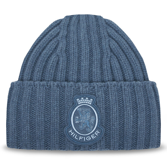 Czapka Tommy Hilfiger Th Crest Fluffy AW0AW18210 Niebieski