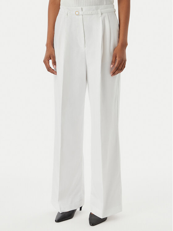 Tommy Hilfiger Spodnie materiałowe WW0WW48884 Biały Wide Leg