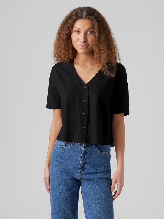 Vero Moda Bluzka Jesmilo 10279696 Czarny Regular Fit
