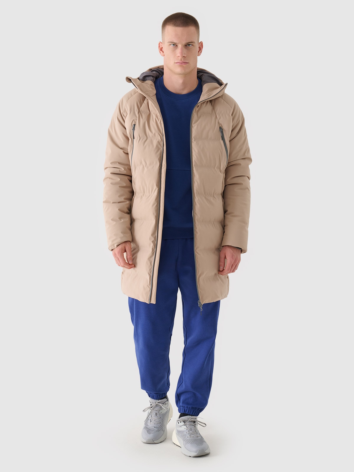 4F Płaszcz puchowy z syntetycznym wypełnieniem membrana 10000 męski - beżowy XL