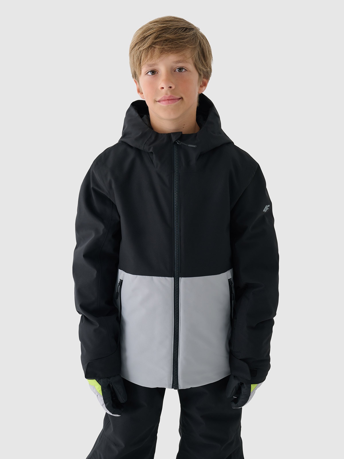 4F Kurtka narciarska membrana 5000 chłopięca - szara 122 (6-7 lat)
