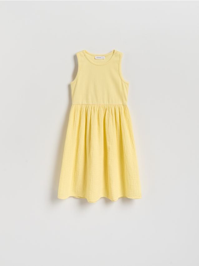 Reserved - Bawełniana sukienka - jasnożółty