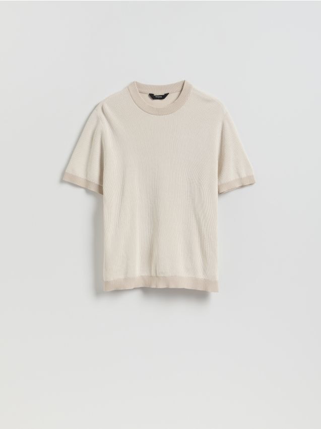 Reserved - Sweter z krótkim rękawem - beżowy