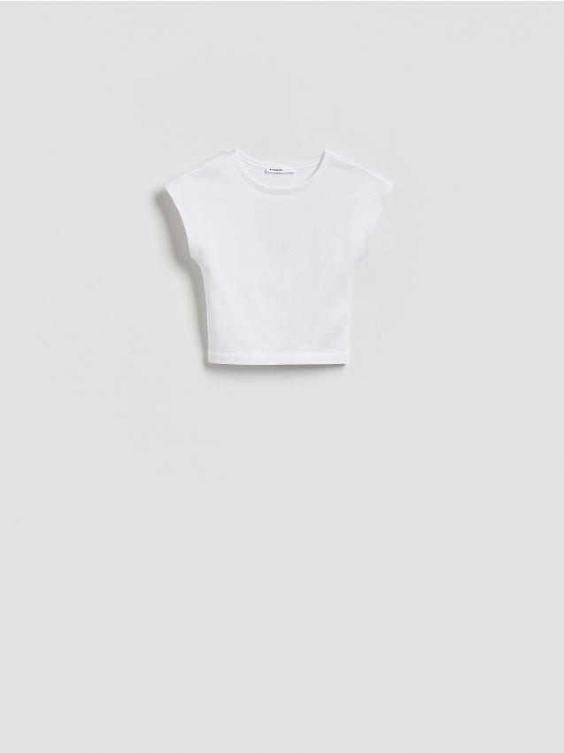 Reserved - Dzianinowy top z modalem - biały