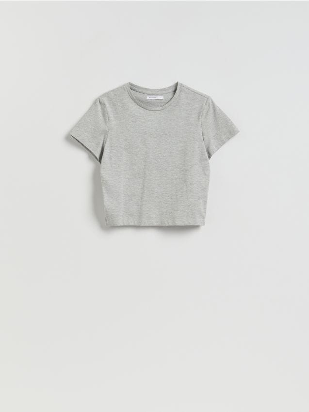 Reserved - Bawełniany t-shirt - jasnoszary