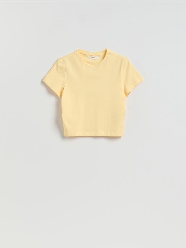 Reserved - Bawełniany t-shirt - jasnożółty