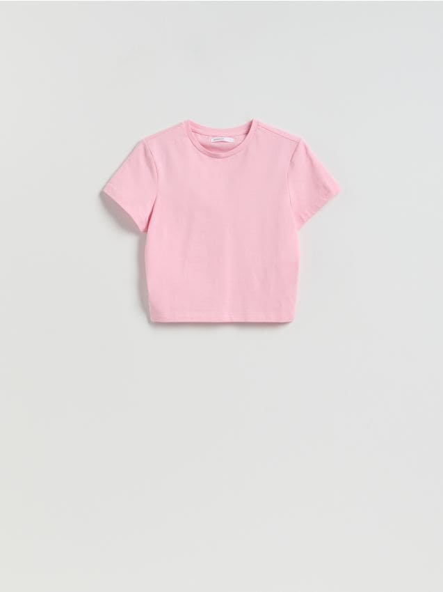Reserved - Bawełniany t-shirt - różowy