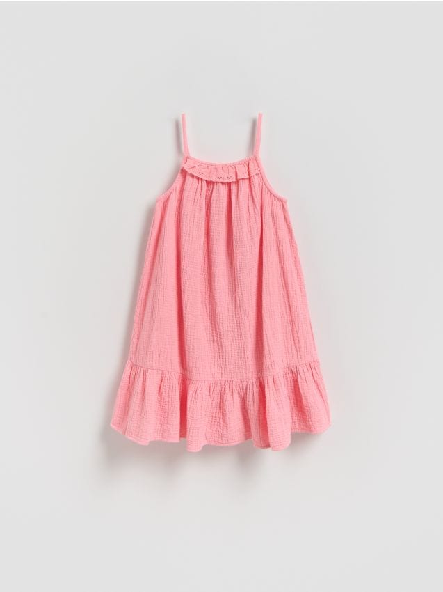 Reserved - Muślinowa sukienka na ramiączkach - różowy