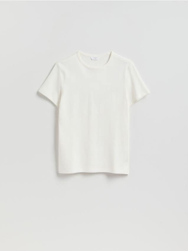 Reserved - T-shirt slim fit - złamana biel