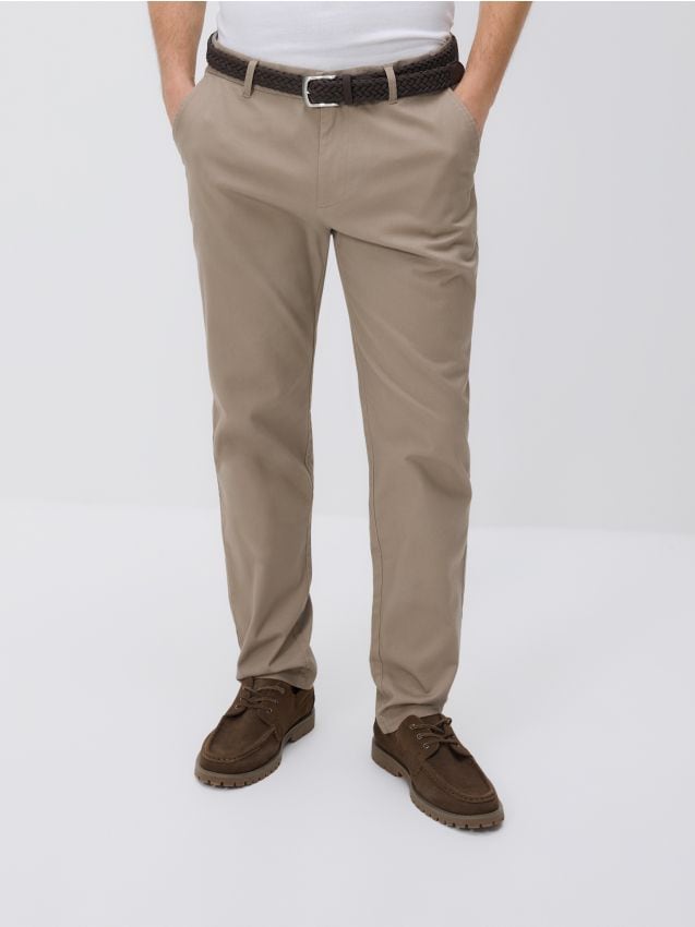 Reserved - Spodnie chino slim z paskiem - brązowy