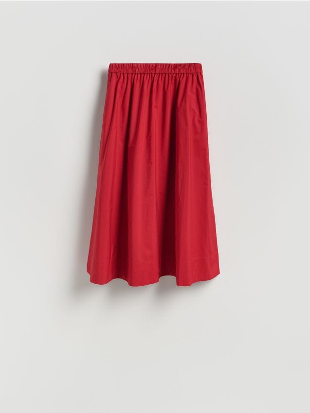 Reserved - Bawełniana spódnica midi - czerwony
