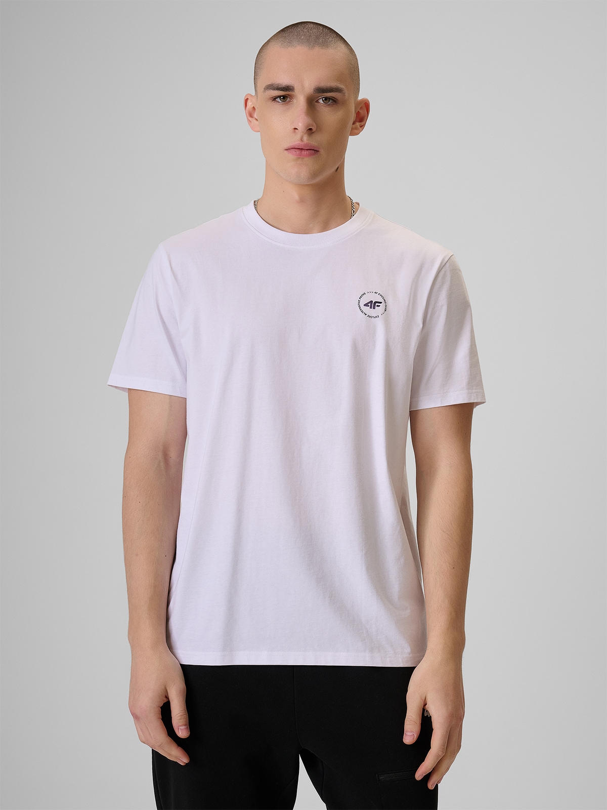 4F T-shirt relaxed z nadrukiem męski - biały M