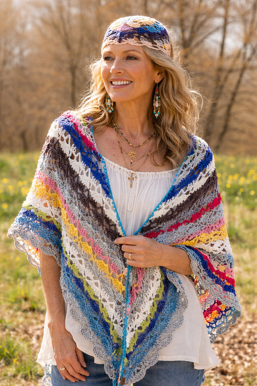 Chusta boho wełniana