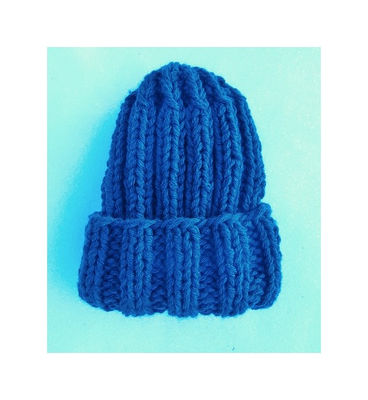 Niebieska czapka beanie z wełną