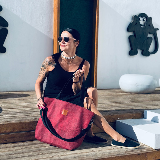 Duża torba shopperka Mili Duo - czerwona