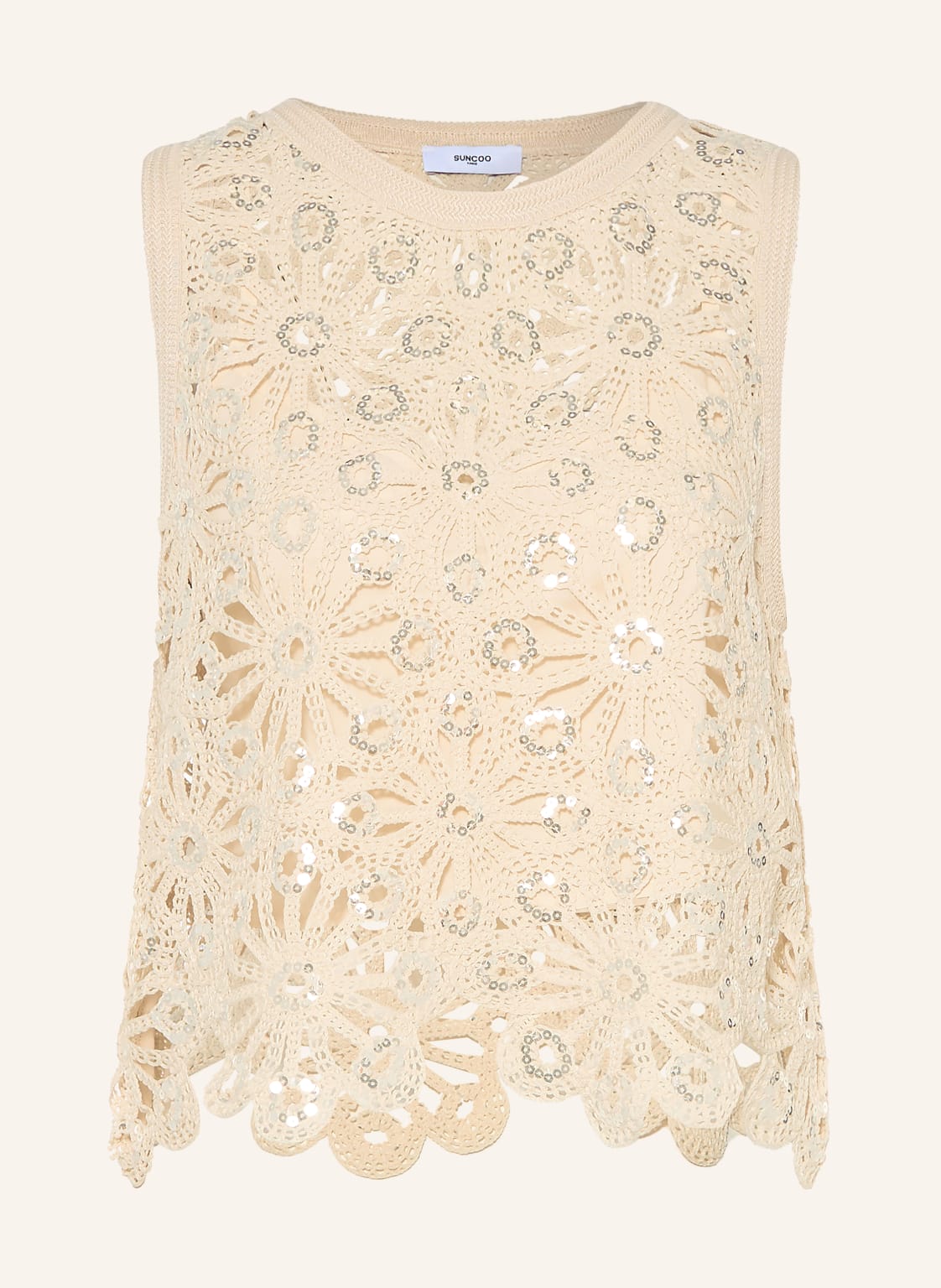 Suncoo Top Szydełkowy Lois Z Cekinami beige