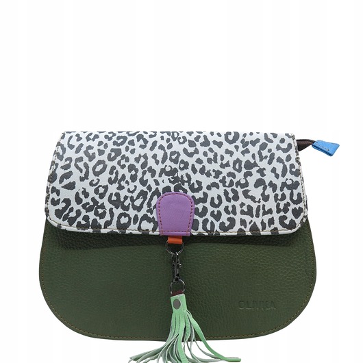 Torebka damska klasyczna odpinany wymienny chwost brelok OLIVKA