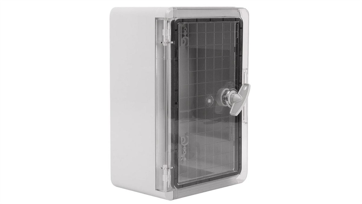 Obudowa plastikowa skrzynka hermetyczna, drzwi transparentne ABS 200x300x130mm IP65 NEKU