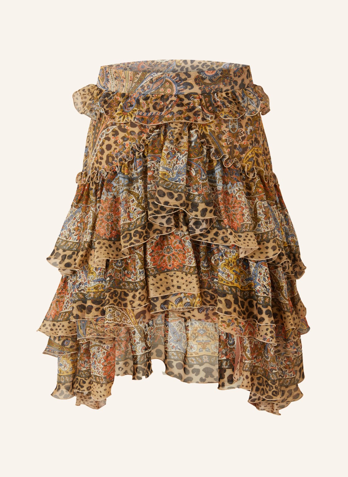 Etro Jedwabna Spódnica Z Falbanami braun