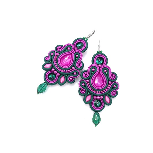 Kolczyki sutasz zielono różowe kolorowe energetyczne wiosenne Bianca