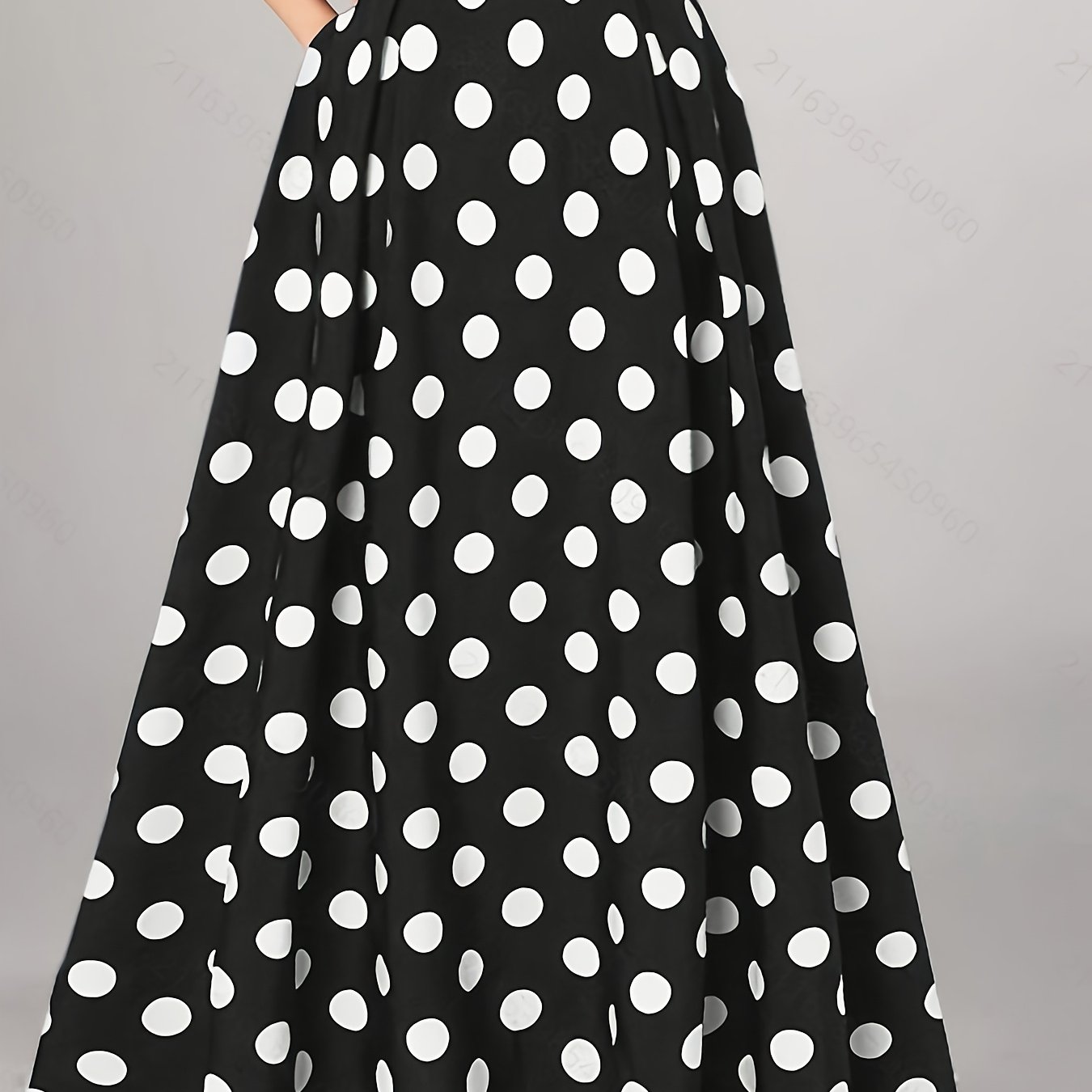 TEMU Damska Wiosenno-Letnia Elegancka Sukienka Maxi w Kropki, Puszysta Spódnica A-Line z Wysokim Stanem, Uniwersalna na Codzienność, Spotkania