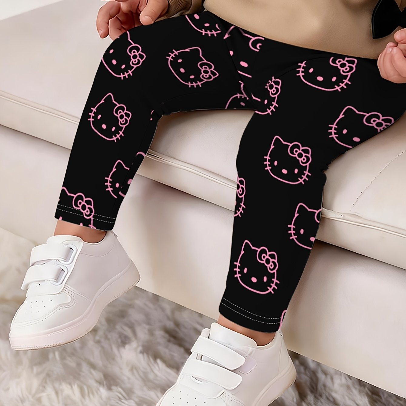 TEMU Oficjalnie licencjonowane legginsy dla maluchów Hellokitty - Śliczne legginsy z nadrukiem - Wygodne rajstopy, komfortowe i oddychające,