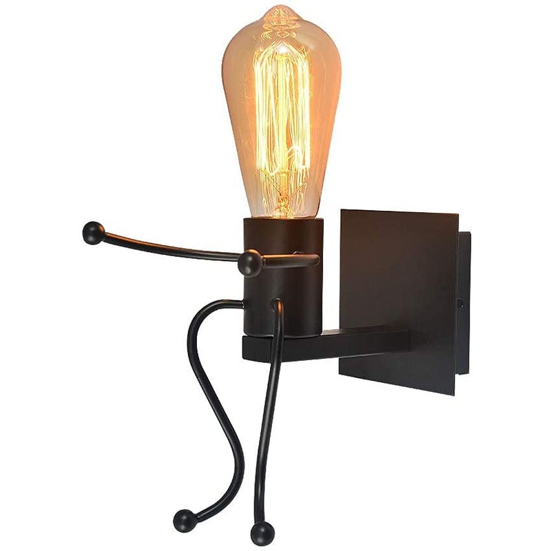 GOECO Kinkiet Ścienny Robot Kreatywny Retro Kinkiet Ścienny Wewnętrzny Lampa Ścienna Industrialna Światło Czarny Kinkiet Lampa Nowoczesna do Sypialni
