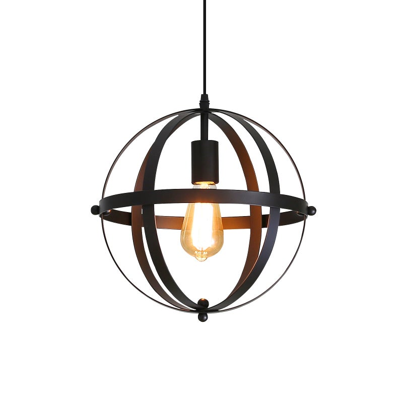 GOECO Lampa Wisząca Industrialna Vintage Metal Czarny Żyrandol Kuchenny Lampa Wisząca z Regulowanym Kablem Do Schodów Kuchni Salonu Kawiarni