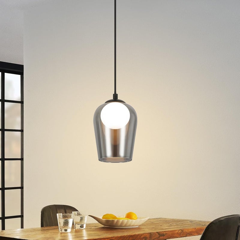 ZMH Wisząca lampa żyrandol lampa stołowa vintage dym szary G9 owalna regulowana wysokość salon