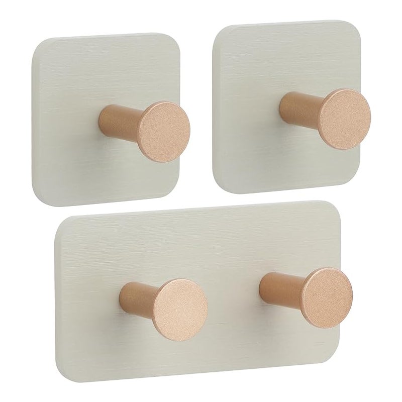 Wieszak na ręczniki, zestaw 3 wyjątkowo mocnych haczyków samoprzylepnych, szare, do salonu, sypialni, biura