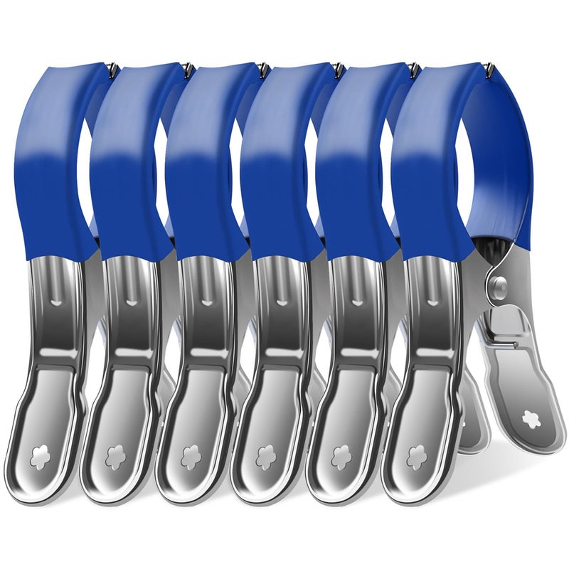 Zestaw 6 wiatroodpornych klipsów do ręczników ze stali nierdzewnej, idealnych do prania, ręczników plażowych, ręczników kąpielowych i prześcieradeł