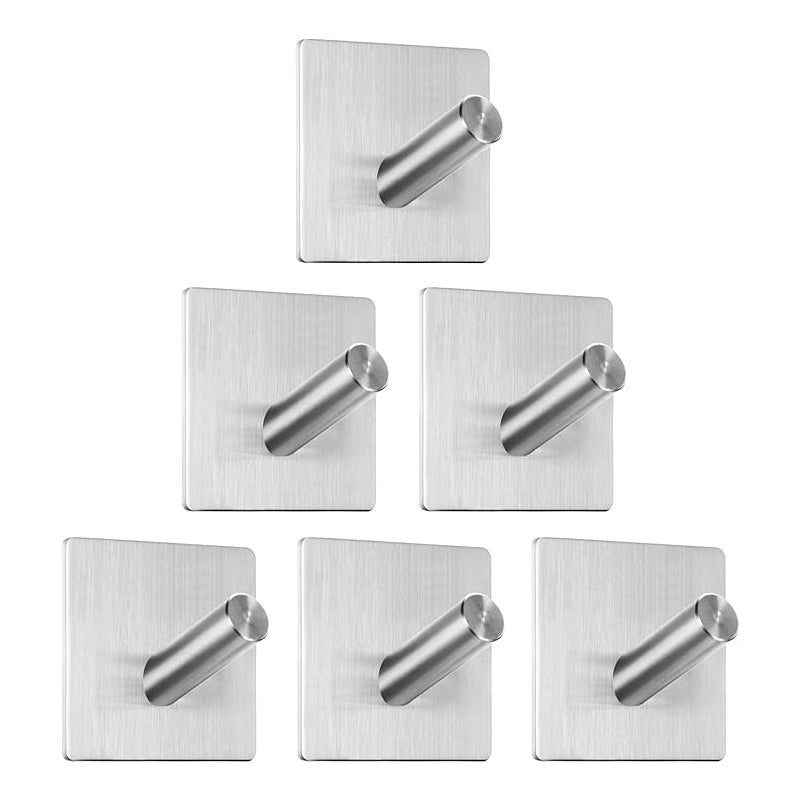 Wieszak na ręczniki bez wiercenia, 6 haczyków samoprzylepnych ze stali nierdzewnej, bardzo mocnych, do łazienki i kuchni