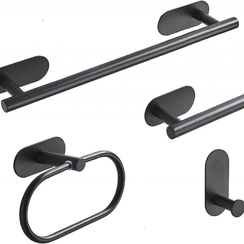 Wieszak na ręczniki ścienny, uchwyt na papier toaletowy ze stali nierdzewnej w kolorze matowej czerni, zestaw akcesoriów łazienkowych