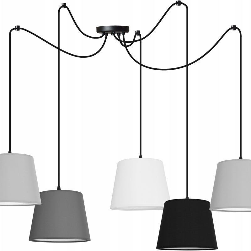 Lampa sufitowa wisząca Spider stylish 5xE27 abażur trapezowy różnokolorowy Light Home LH