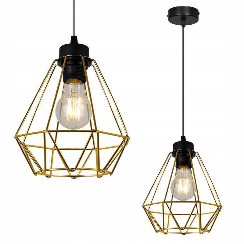 Lampa sufitowa wisząca Nuvola Gold modern 1xE27 abażur druciany złoty Light Home LH