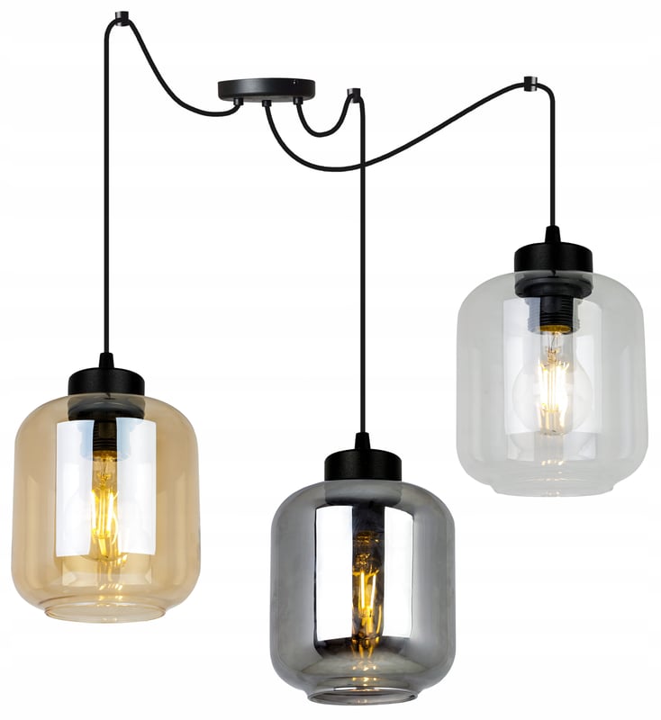 Lampa sufitowa wisząca Spider Novalja modern 3xE27 abażur walcowato-owalny wielokolorowy Light Home LH