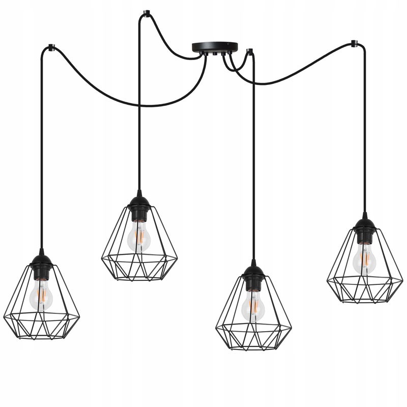Lampa sufitowa wisząca Spider modern 4xE27 abażur geometryczny czarny Light Home LH