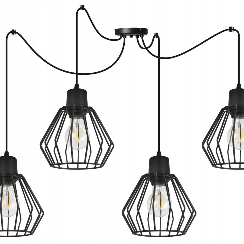 Lampa sufitowa wisząca Spider Nuvola modern 4xE27 abażur geometryczny czarny Light Home LH