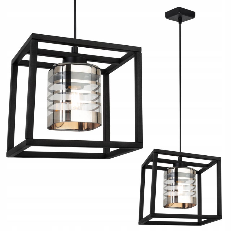 Lampa sufitowa wisząca Helix Cage modern 1xE27 abażur walec grafitowy Light Home LH