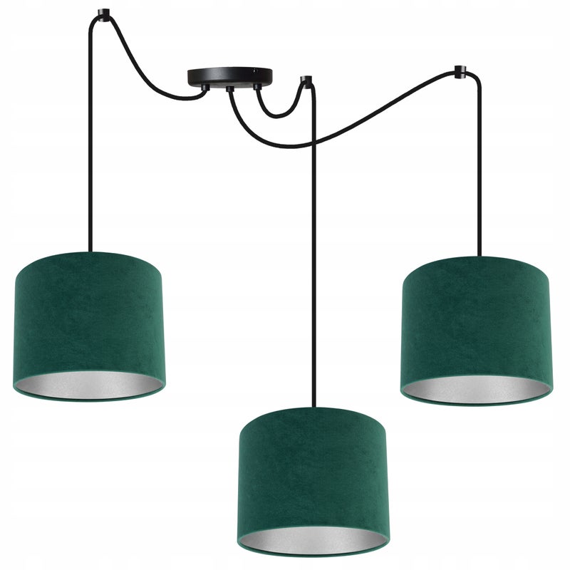 Lampa sufitowa wisząca Spider Mediolan classy 3xE27 abażur owalny zielony Light Home LH