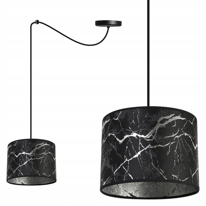 Lampa sufitowa wisząca modern Werona 1xE27 klosz owalny wzorzysty czarny/srebrny Light Home LH