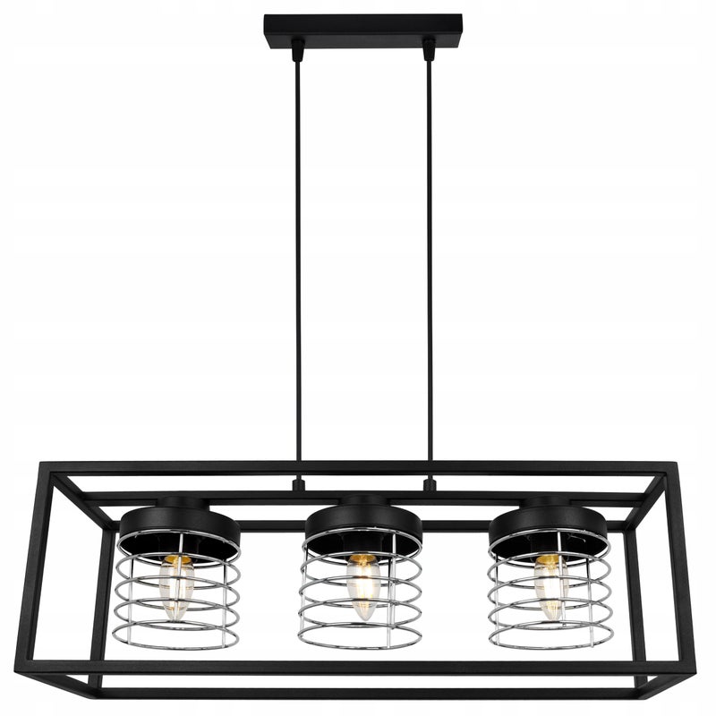 Lampa sufitowa wisząca Rasti Cage modern 3xE27 abażur walec druciak srebrny Light Home LH