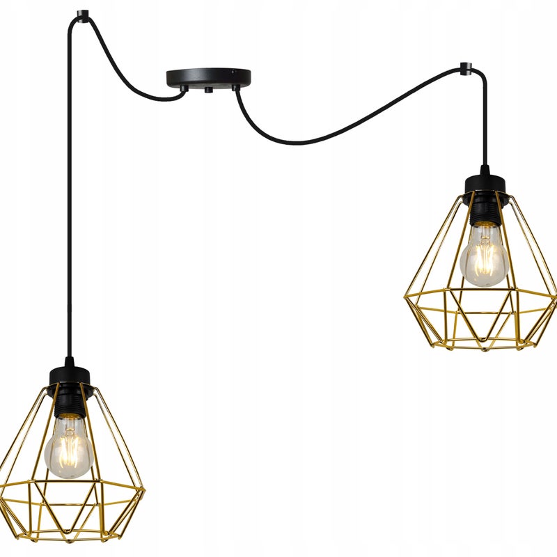 Lampa sufitowa wisząca Spider Nuvola Gold modern 2xE27 abażur druciany złoty Light Home LH